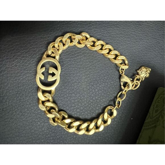Gucci gg chain link bracelet gold tone - Picture 1 of 7